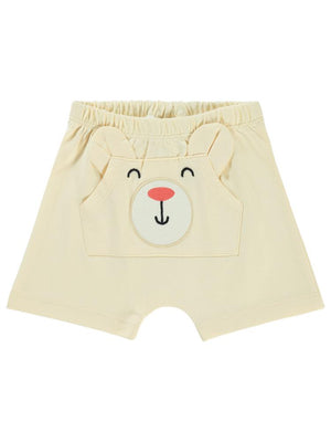 Civil Baby Ayı Surat Nakış Cepli 6-18 Ay Erkek Şort - Bej