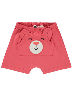 Civil Baby Ayı Surat Nakış Cepli 6-18 Ay Erkek Şort - Kırmızı
