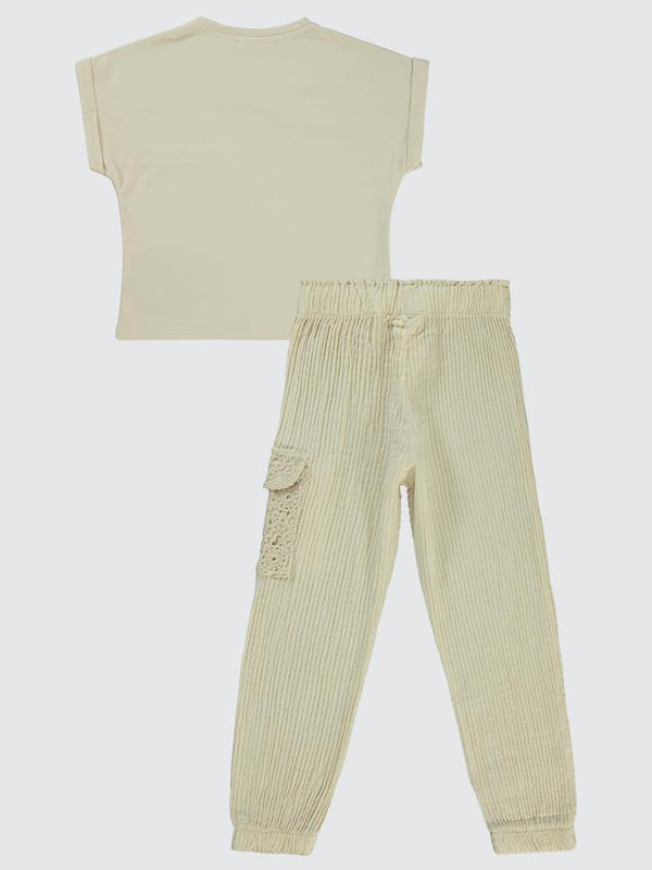 Civil Girls Dantelli Jogger 6-9 Yaş Takım - Bej