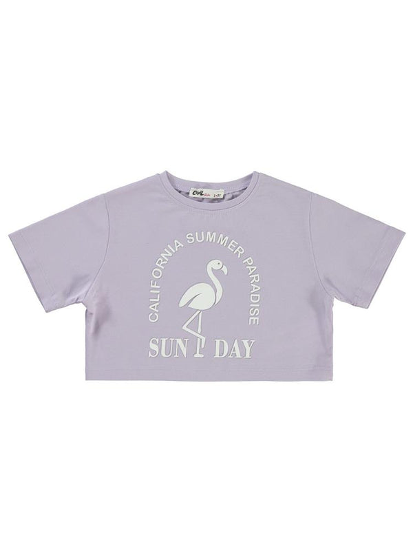 Civil Girls Flamingo Baskılı 2-5 Yaş Tişört - Lila