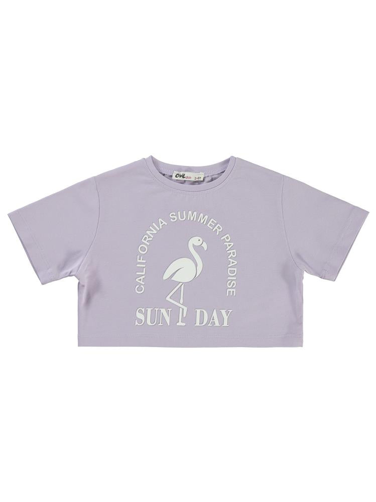 Civil Girls Flamingo Baskılı 2-5 Yaş Tişört - Lila