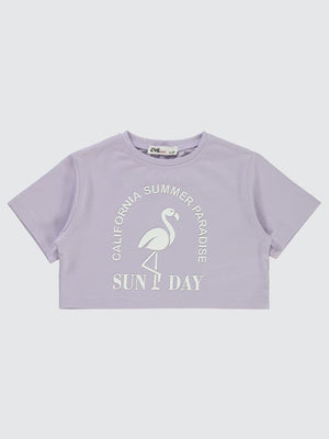 Civil Girls Flamingo Baskılı 2-5 Yaş Tişört - Lila