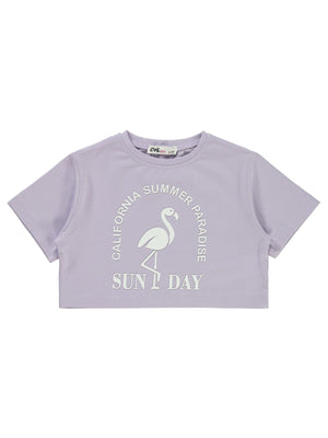 Civil Girls Flamingo Baskılı 2-5 Yaş Tişört - Lila