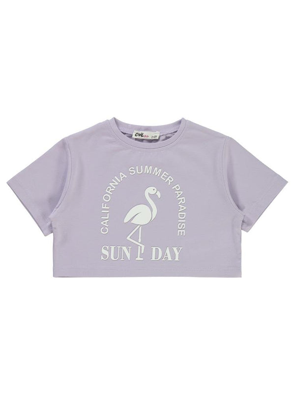 Civil Girls Flamingo Baskılı 2-5 Yaş Tişört - Lila