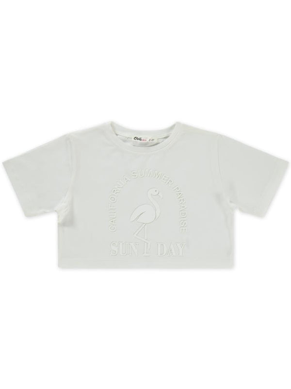 Civil Girls Flamingo Baskılı 2-5 Yaş Tişört - Ekru