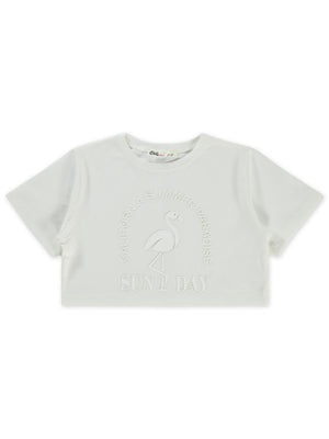 Civil Girls Flamingo Baskılı 2-5 Yaş Tişört - Ekru