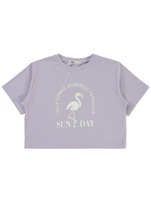 Civil Girls Flamingo Baskılı 6-9 Yaş Tişört - Lila