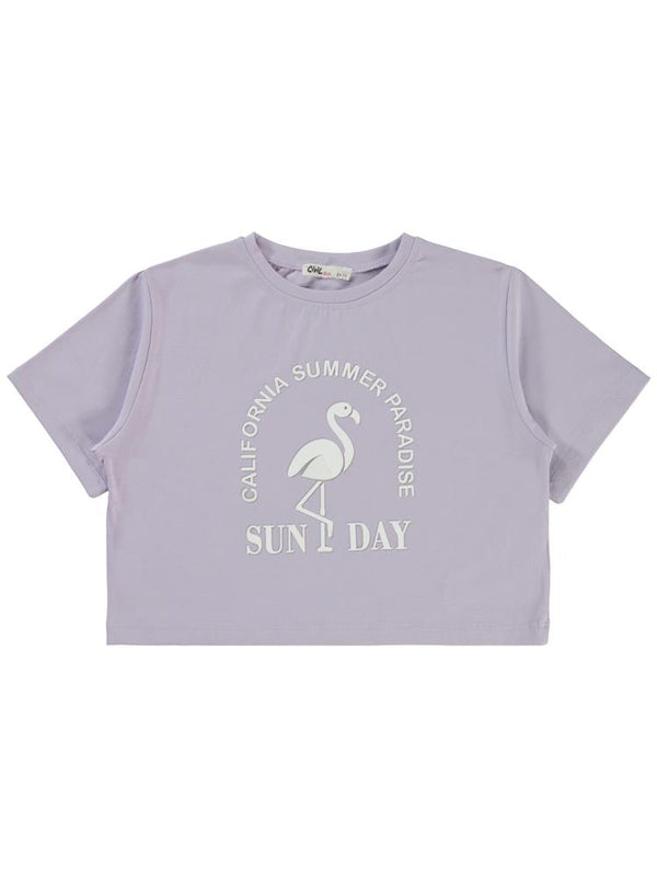 Civil Girls Flamingo Baskılı 10-13 Yaş Tişört - Lila