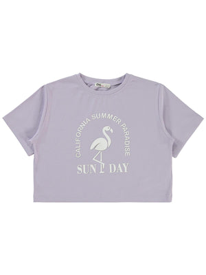 Civil Girls Flamingo Baskılı 6-9 Yaş Tişört - Lila