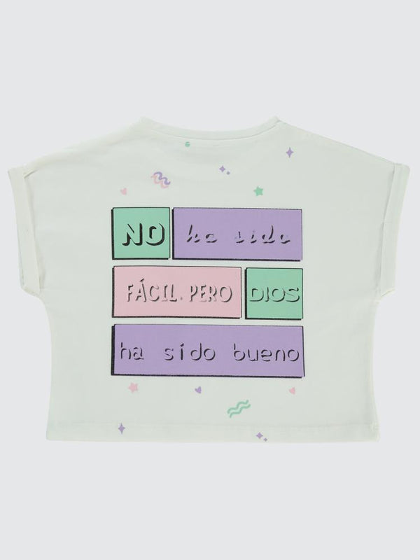 Civil Girls No Ha Side Baskılı 6-9 Yaş Tişört - Ekru