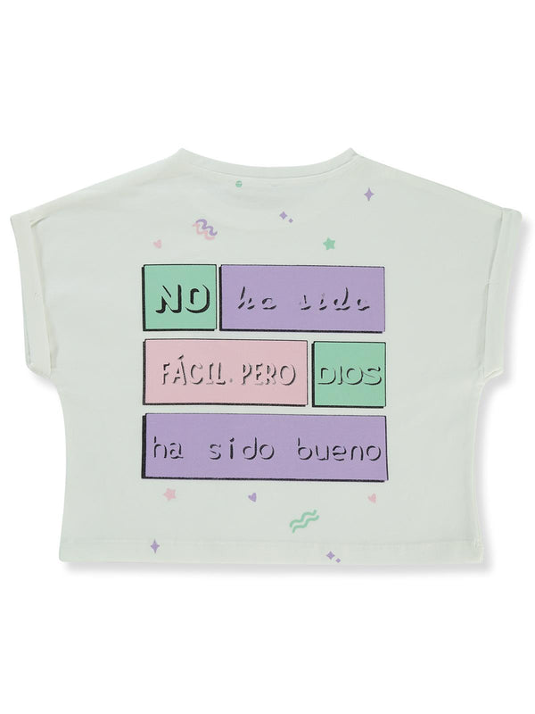 Civil Girls No Ha Side Baskılı 6-9 Yaş Tişört - Ekru