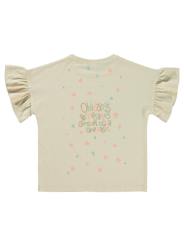 Civil Girls Valon Kol 6-9 Yaş Tişört - Bej