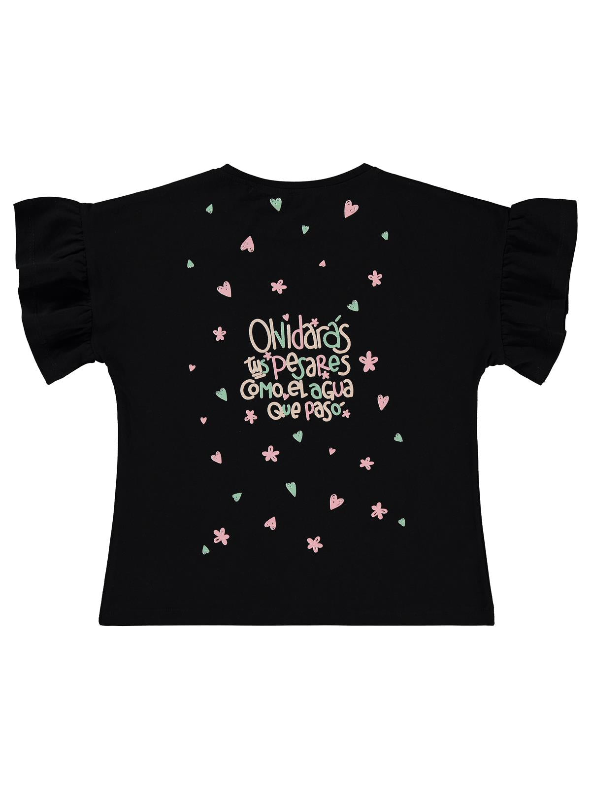 Civil Girls Valon Kol 6-9 Yaş Tişört - Siyah