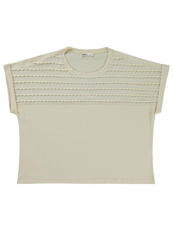 Civil Girls Jakar Desen 10-13 Yaş Tişört - Bej