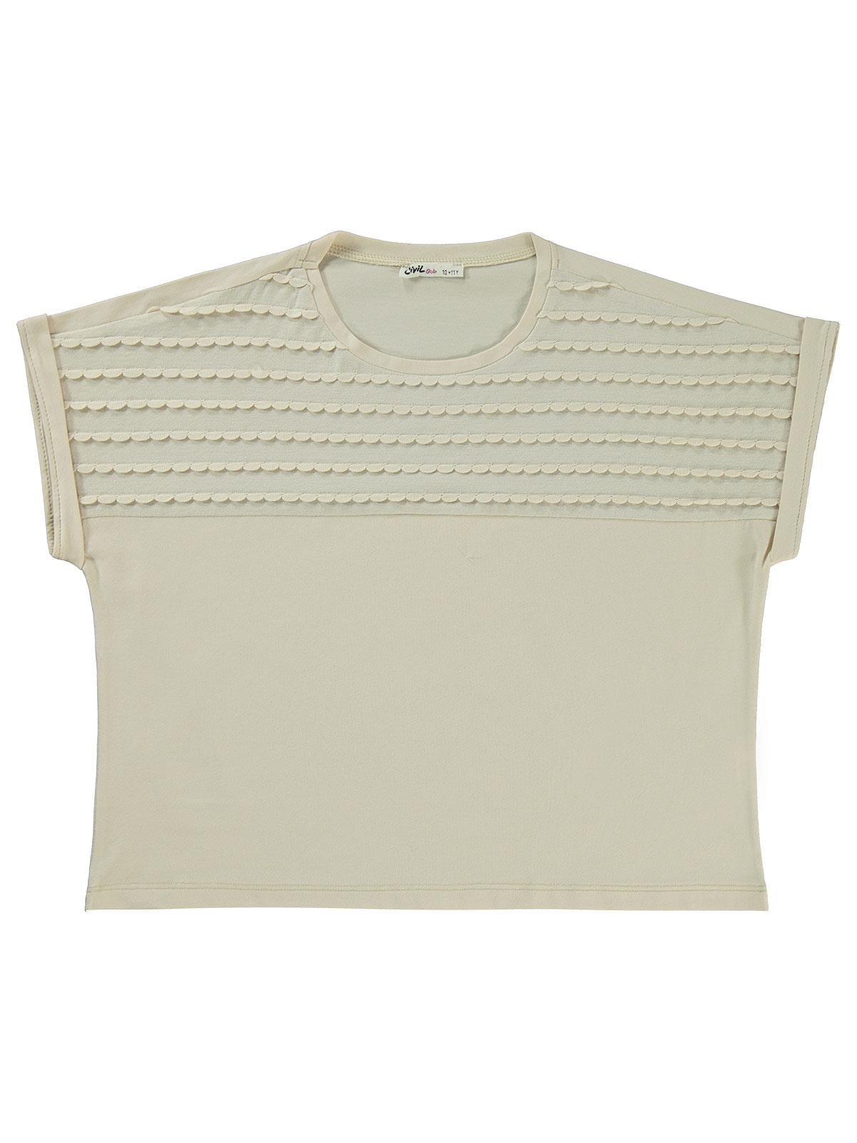 Civil Girls Jakar Desen 10-13 Yaş Tişört - Bej