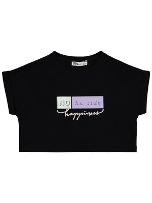 Civil Girls No Ha Side Baskılı 2-5 Yaş Tişört - Siyah