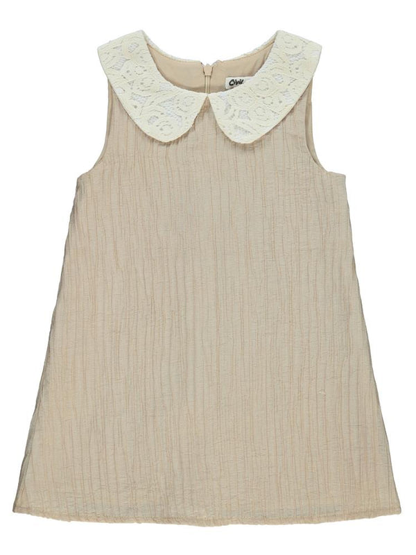 Civil Girls Yakası Dantelli 2-5 Yaş Elbise - Bej