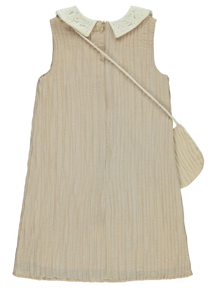 Civil Girls Yakası Dantelli 6-9 Yaş Elbise - Bej