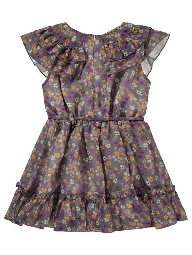 Civil Girls Çiçek Desenli 2-5 Yaş Elbise - Lila