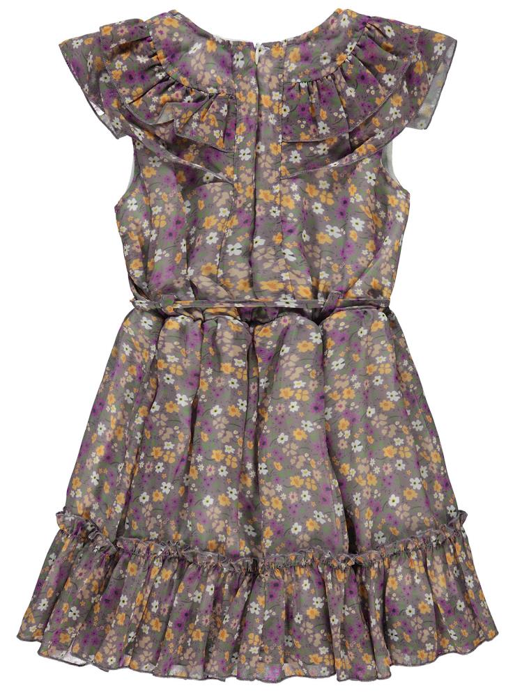 Civil Girls Çiçek Desenli 6-9 Yaş Elbise - Lila