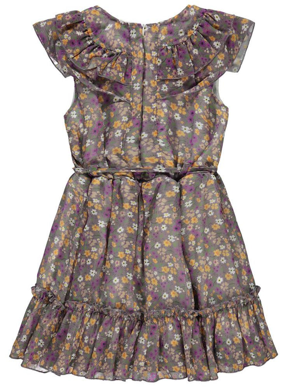 Civil Girls Çiçek Desenli 6-9 Yaş Elbise - Lila