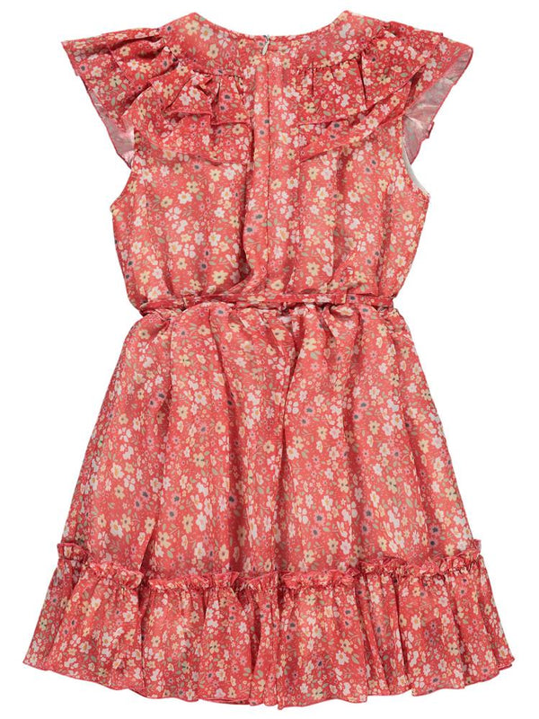 Civil Girls Çiçek Desenli 6-9 Yaş Elbise - Kırmızı