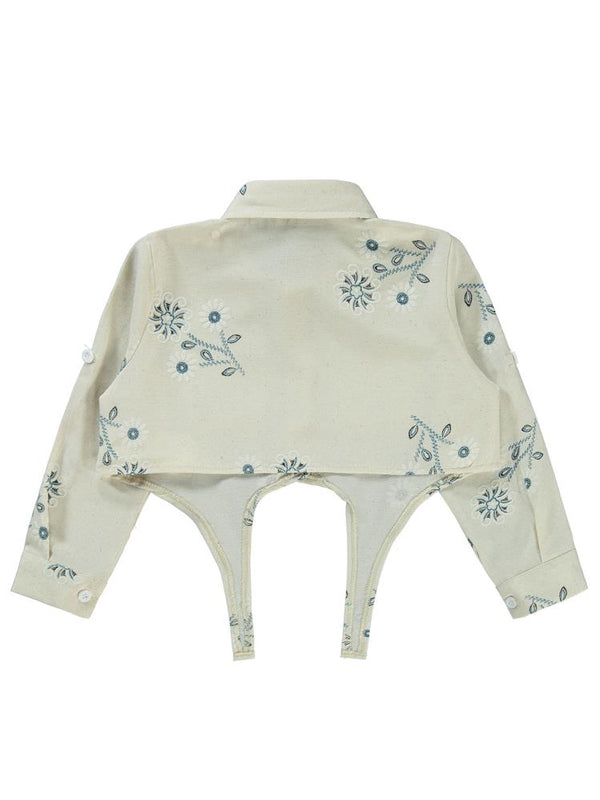 Civil Girls Büyük Çiçek Baskılı 2-5 Yaş Gömlek - Mavi