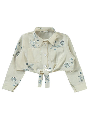 Civil Girls Büyük Çiçek Baskılı 2-5 Yaş Gömlek - Mavi