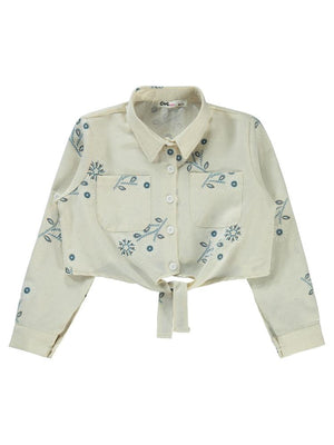 Civil Girls Büyük Çiçek Baskılı 10-13 Yaş Gömlek - Mavi