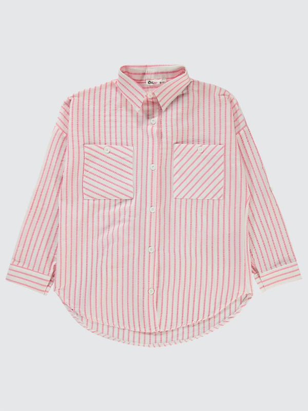 Civil Girls Çizgili 10-13 Yaş Gömlek - Pembe