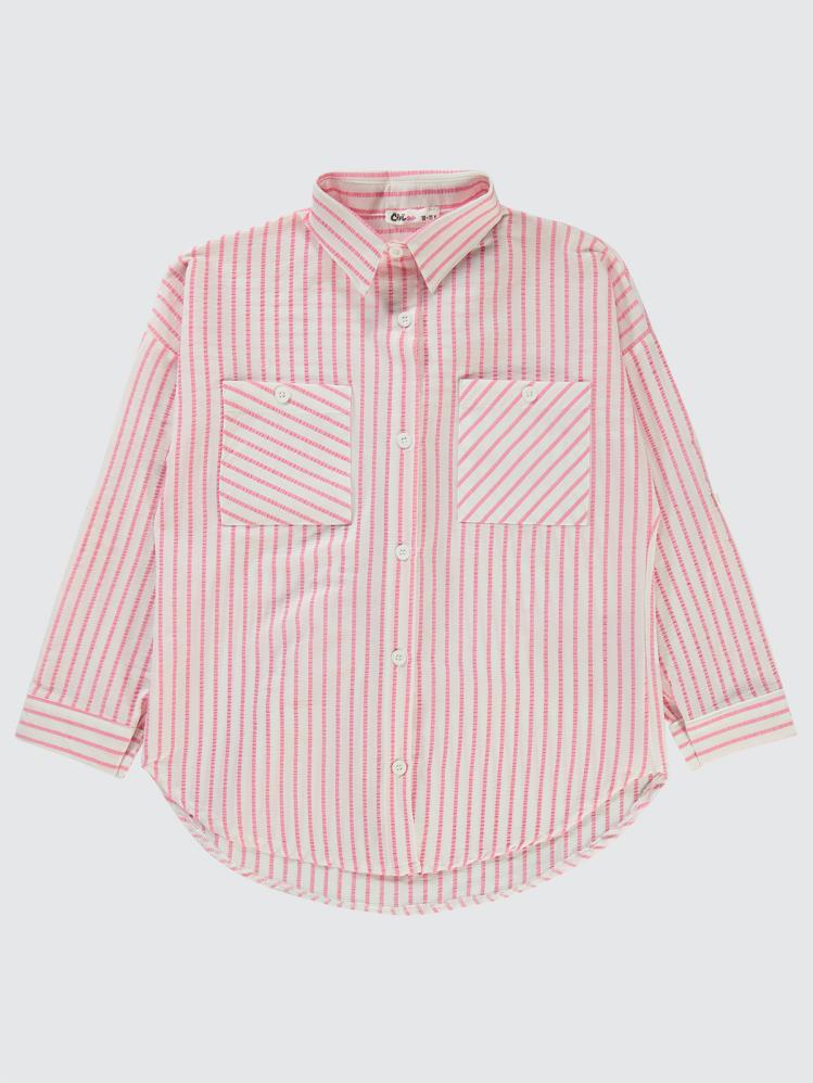 Civil Girls Çizgili 10-13 Yaş Gömlek - Pembe