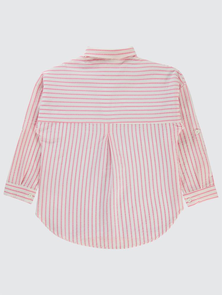 Civil Girls Çizgili 10-13 Yaş Gömlek - Pembe