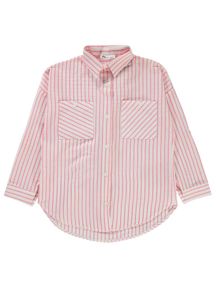Civil Girls Çizgili 10-13 Yaş Gömlek - Pembe