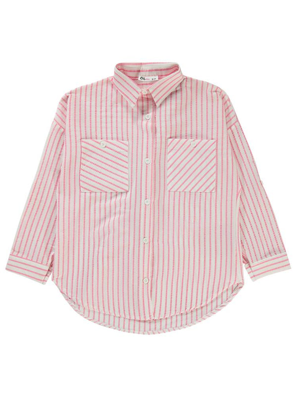 Civil Girls Çizgili 10-13 Yaş Gömlek - Pembe
