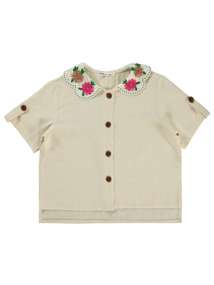 Civil Girls Yaka Aksesuarlı 10-13 Yaş Gömlek - Ekru