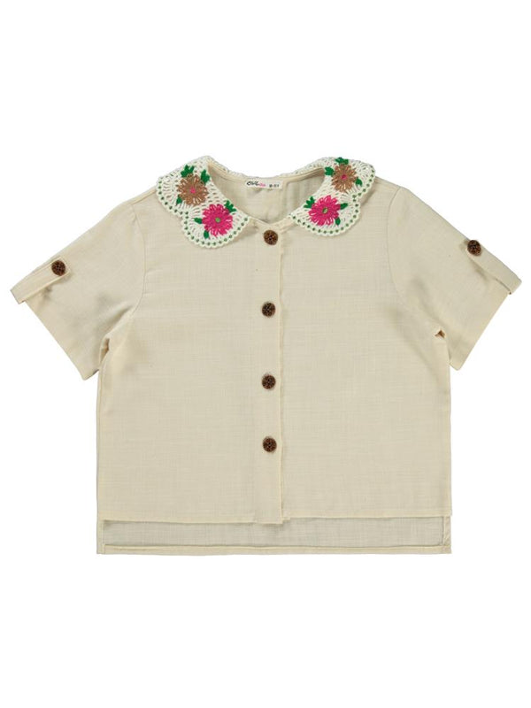 Civil Girls Yaka Aksesuarlı 10-13 Yaş Gömlek - Ekru