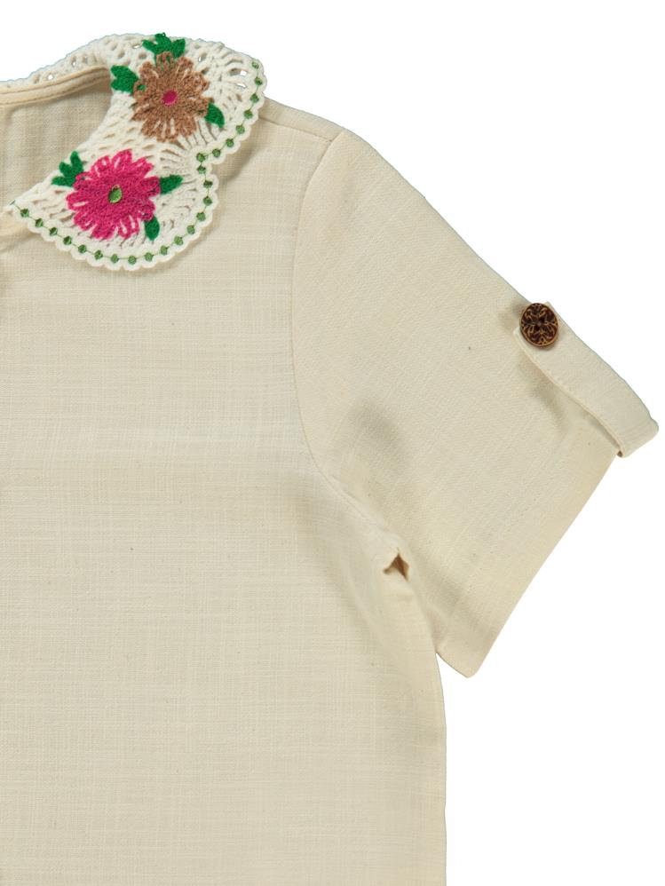 Civil Girls Yaka Aksesuarlı 10-13 Yaş Gömlek - Ekru