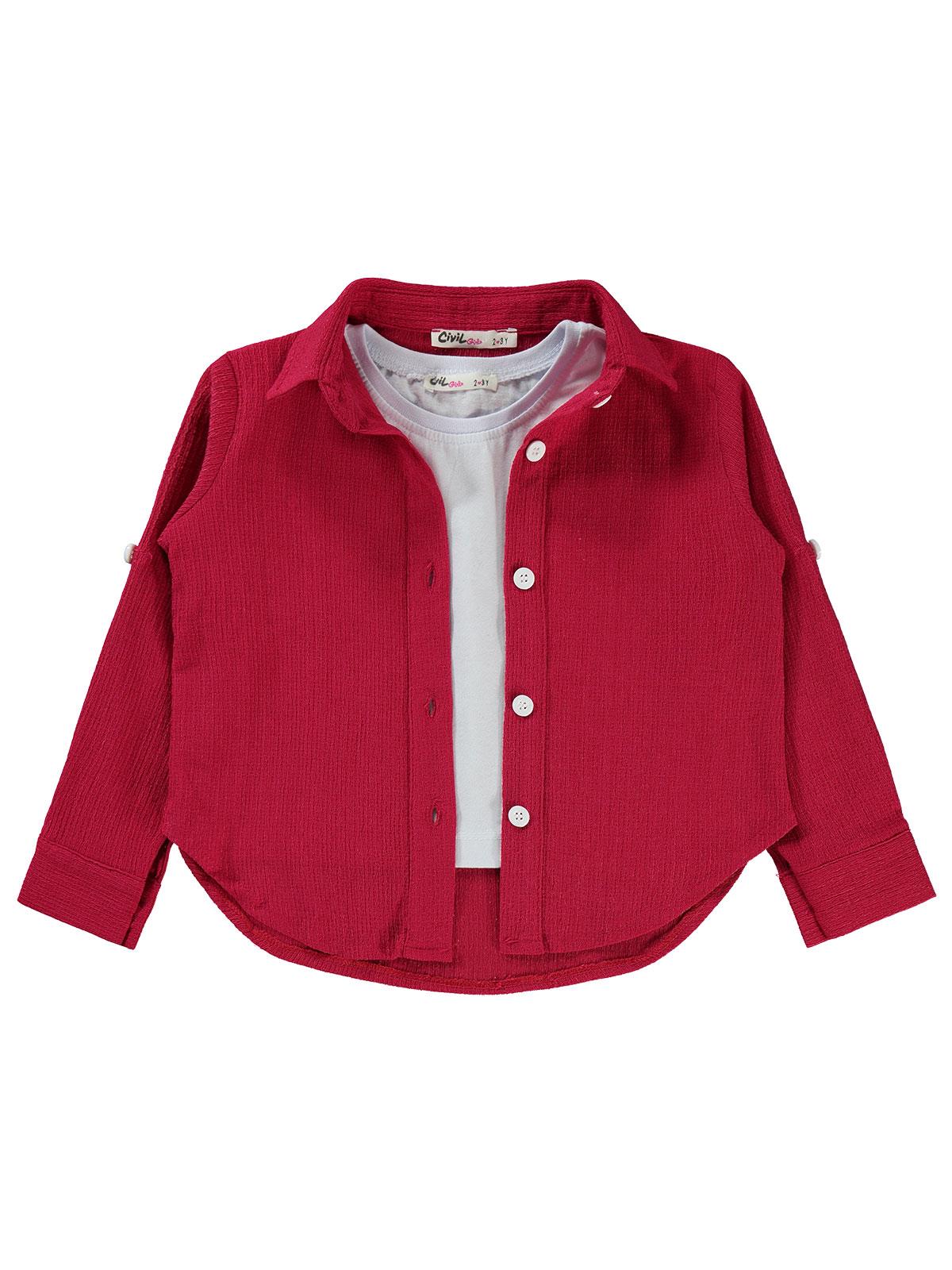 Civil Girls Bürümcük 2-5 Yaş Gömlek - Fusya