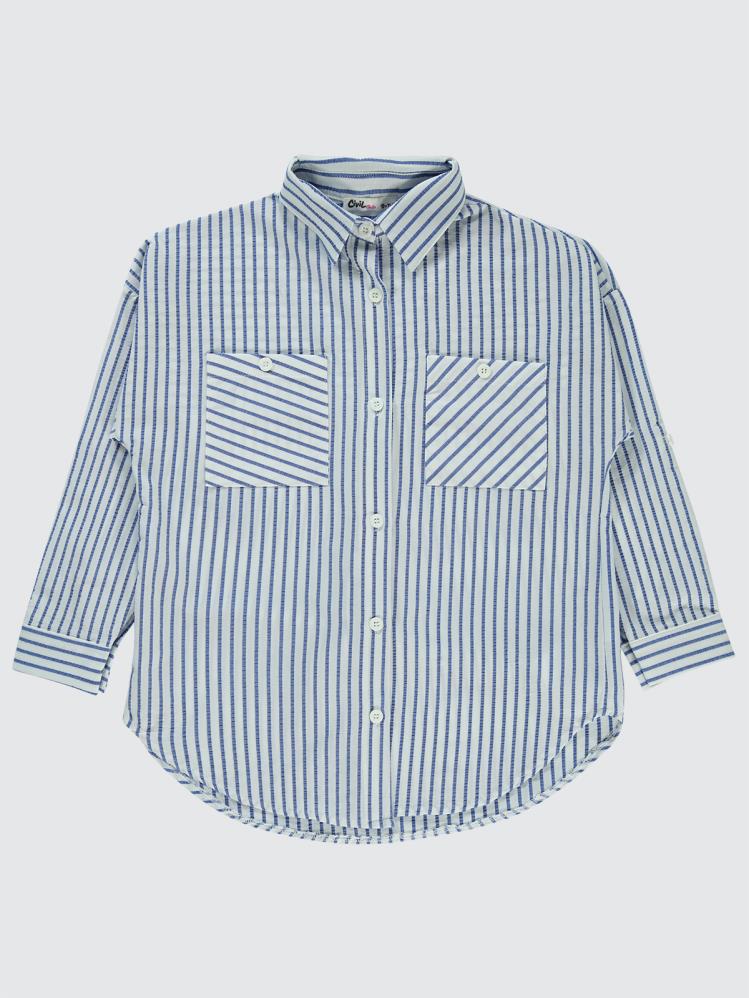 Civil Girls Çizgili 10-13 Yaş Gömlek - Mavi