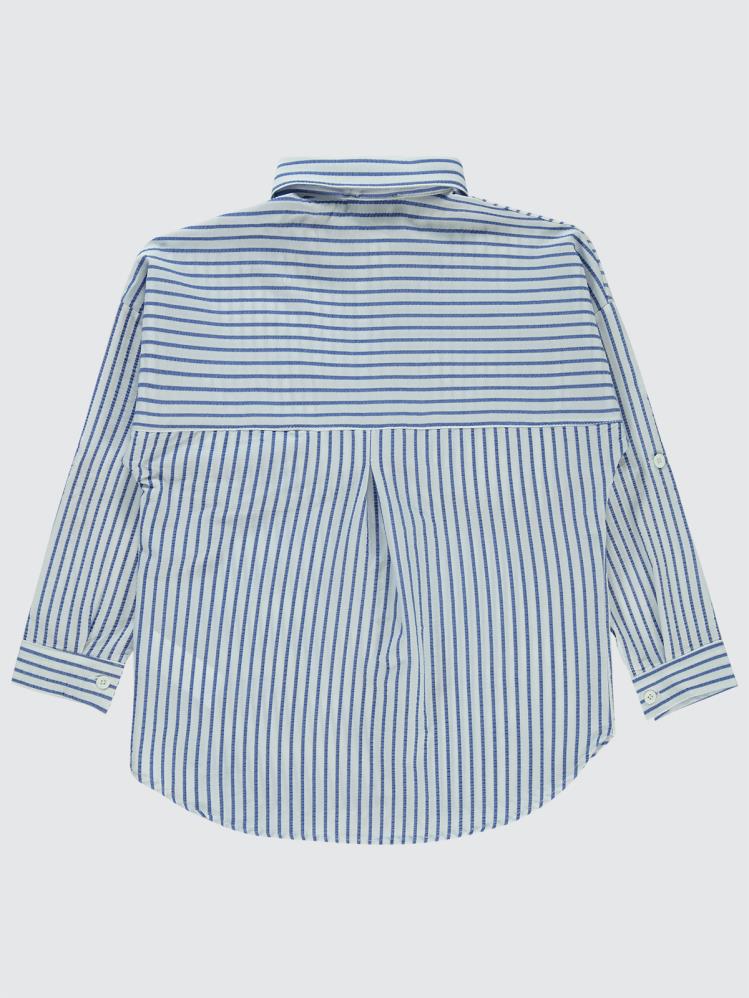Civil Girls Çizgili 10-13 Yaş Gömlek - Mavi