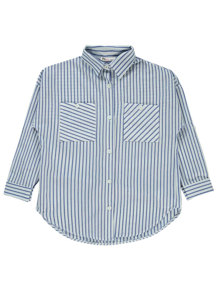 Civil Girls Çizgili 6-9 Yaş Gömlek - Mavi