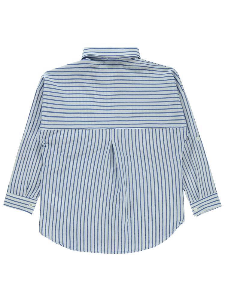 Civil Girls Çizgili 6-9 Yaş Gömlek - Mavi
