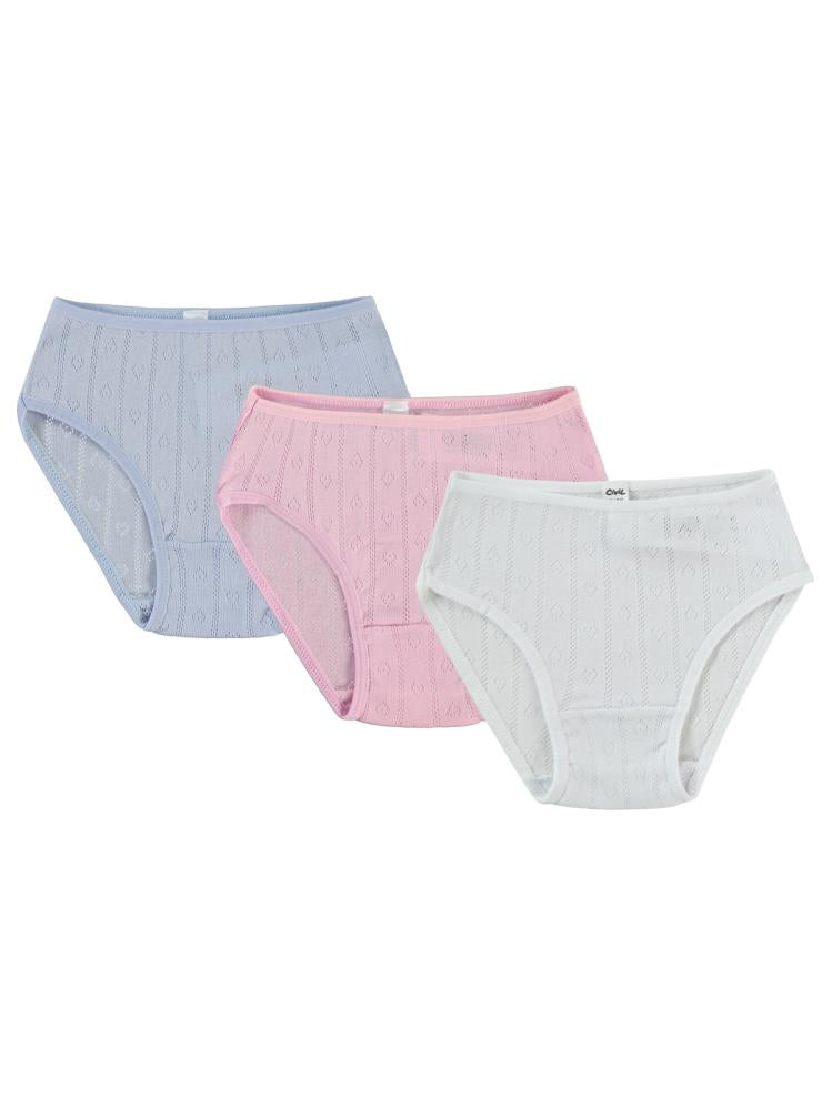 Civil Girls Ribana Jakarlı 2-10 Yaş 3'lü Külot Set