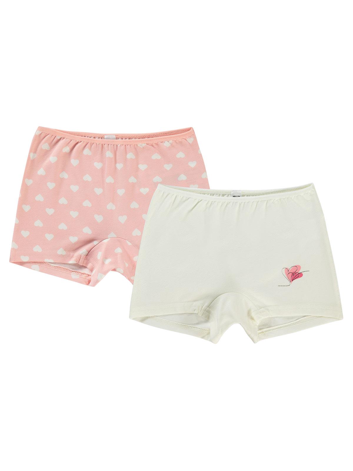 Civil Kız Çocuk Kalp 2'li Boxer Set | Likralı Süprem Baskılı | Okul Kreş ve Günlük Kullanım