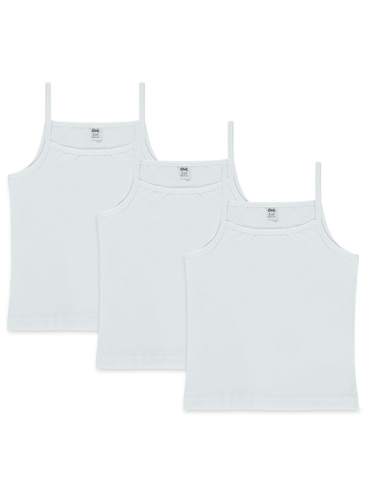 Civil Girls Basic İp Askılı 2-10 Yaş 3'lü Atlet Set