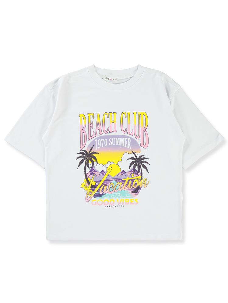 Civil Girls Beache Clup 10-13 Yaş Tişört - Beyaz