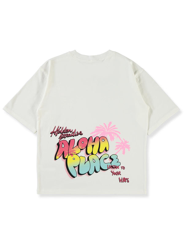 Civil Girls Aloha Place 10-13 Yaş Tişört - Ekru