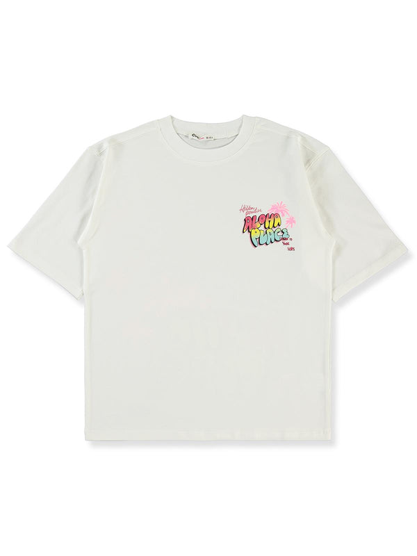 Civil Girls Aloha Place 10-13 Yaş Tişört - Ekru