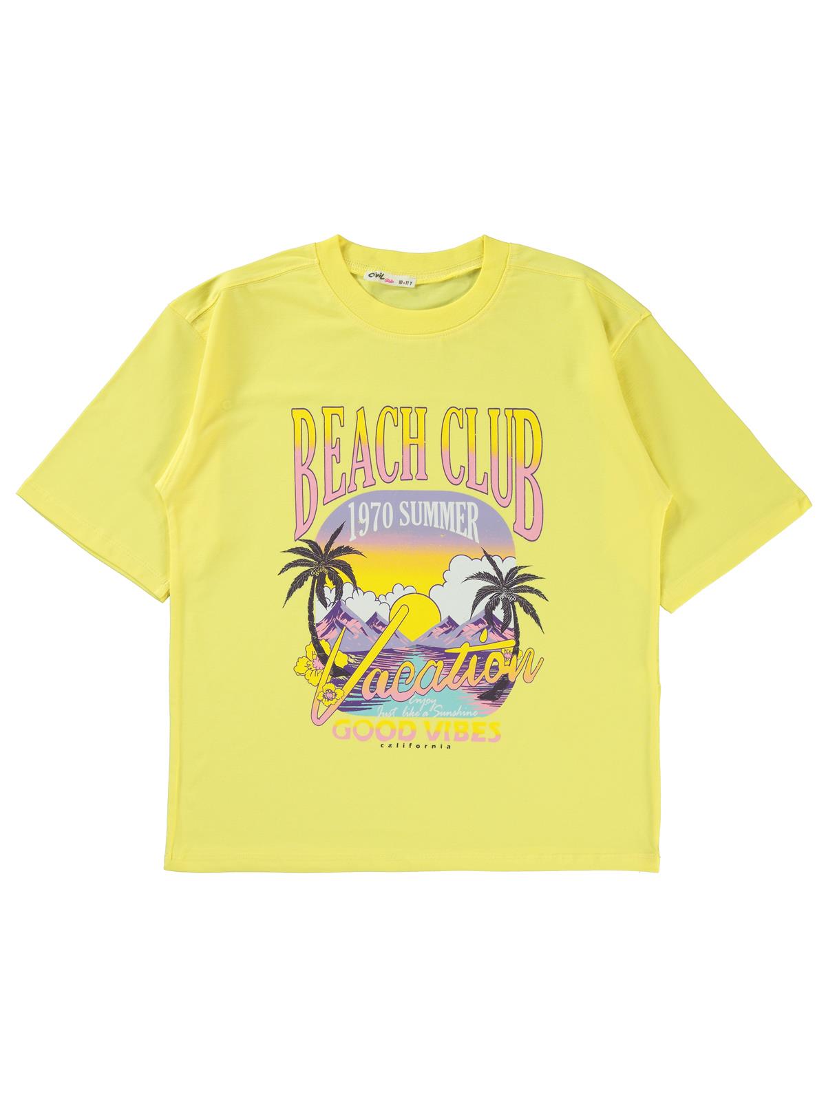 Civil Girls Beache Clup 10-13 Yaş Tişört - Sarı
