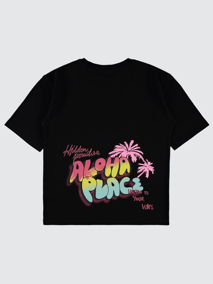 Civil Girls Aloha Place 10-13 Yaş Tişört - Siyah